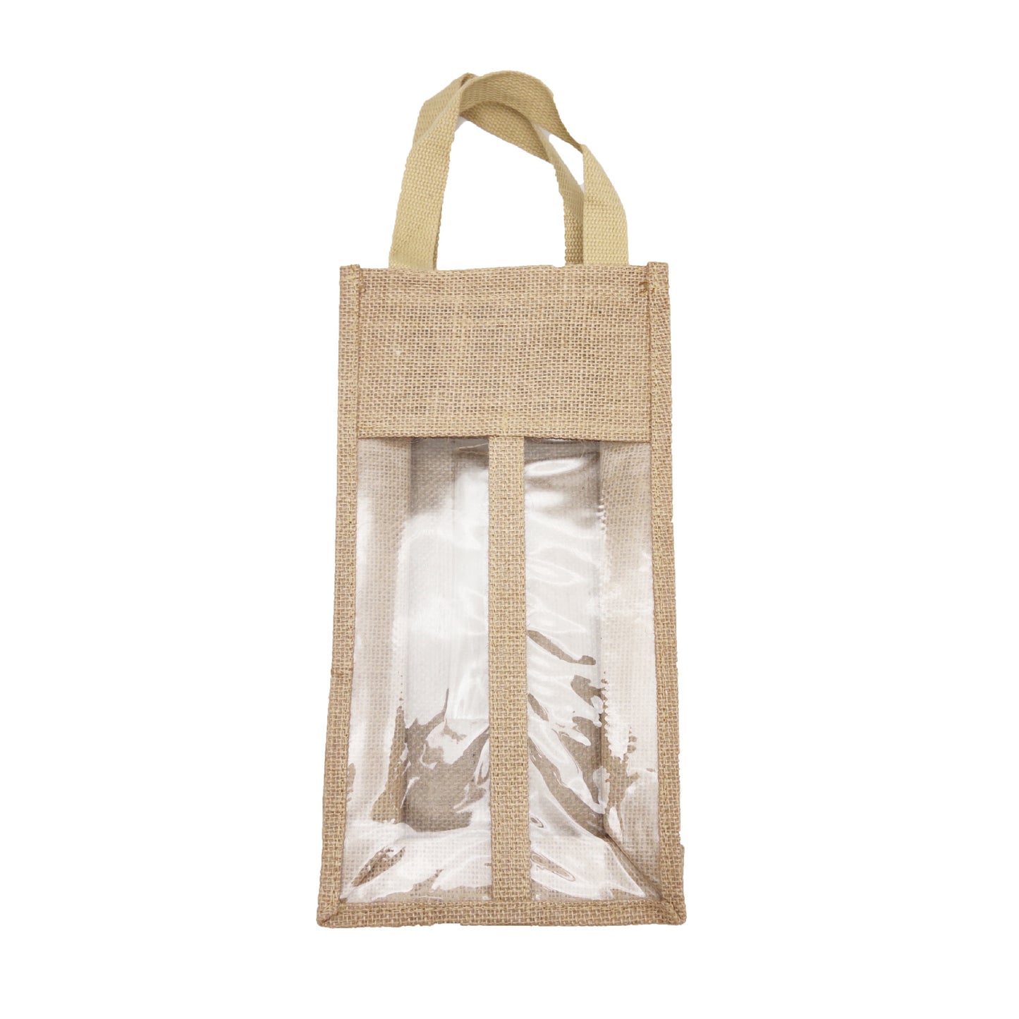 BGS Nordic style jute wine bag with transparent film on the front