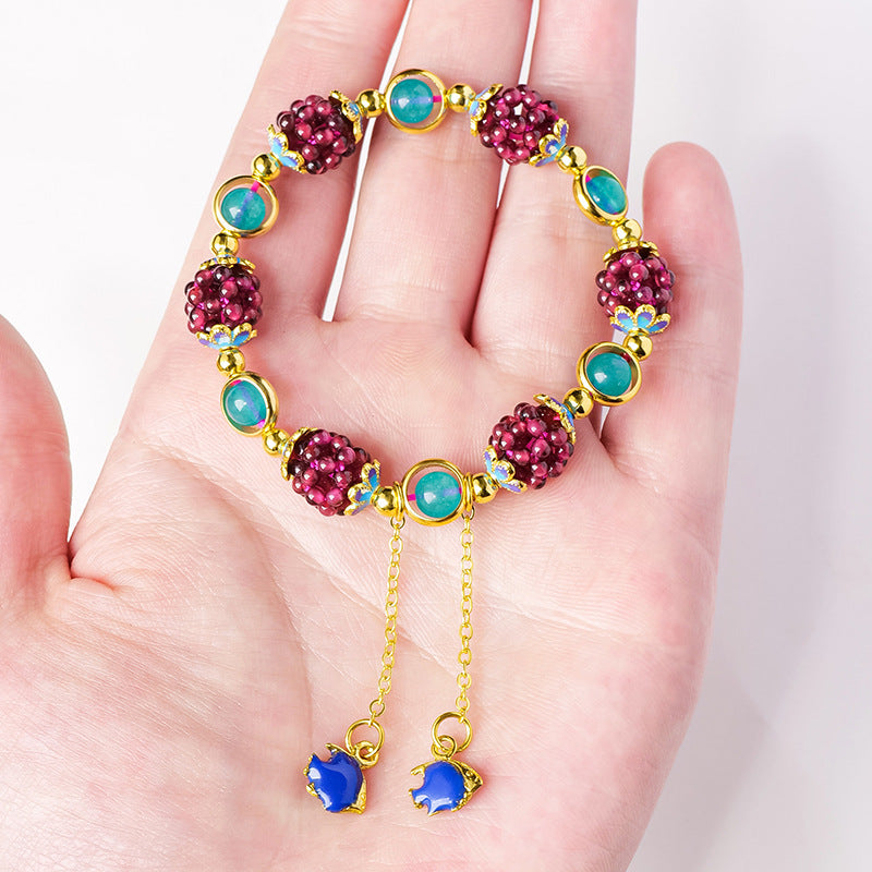 RYS Woven natural garnet ball bracelet, hollow design, grape ball, ladies single-layer bracelet