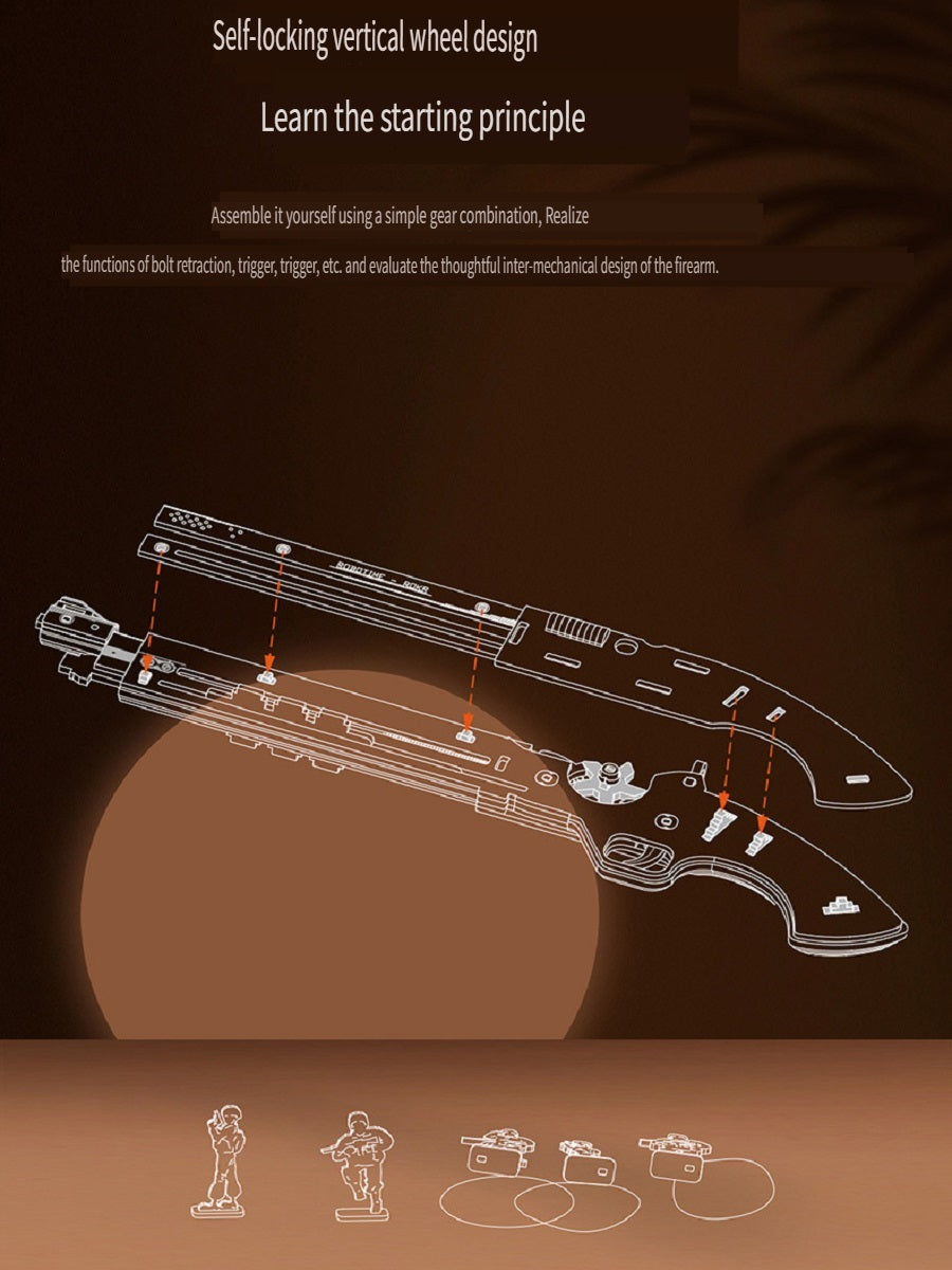 Rokr revolver Smith M60/Remington shotgun M870, made of wooden parts, can be used for shooting, handmade weapon model