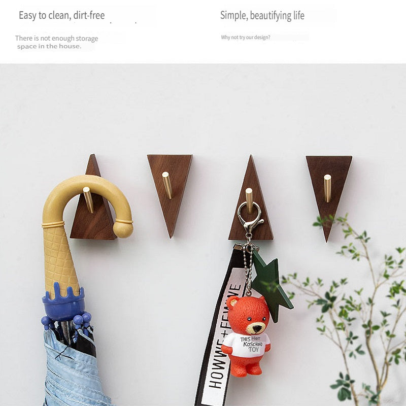 XMT Scandinavian-style solid wood hook, two installation methods, made of black walnut, beech brass, handmade