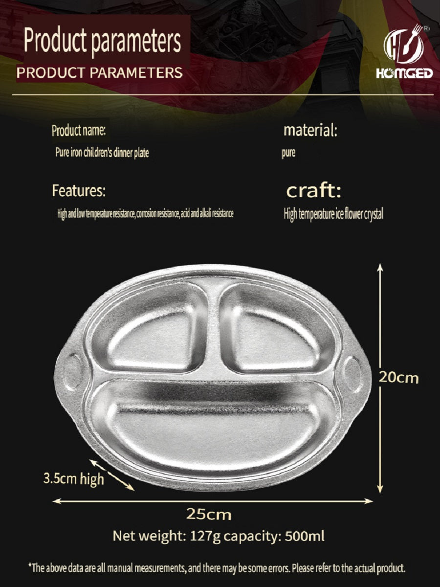 HOMGED Pure titanium children's dinner plate, compartment dinner plate, cartoon, anti-fall，Safe, no heavy metals，easy to clean