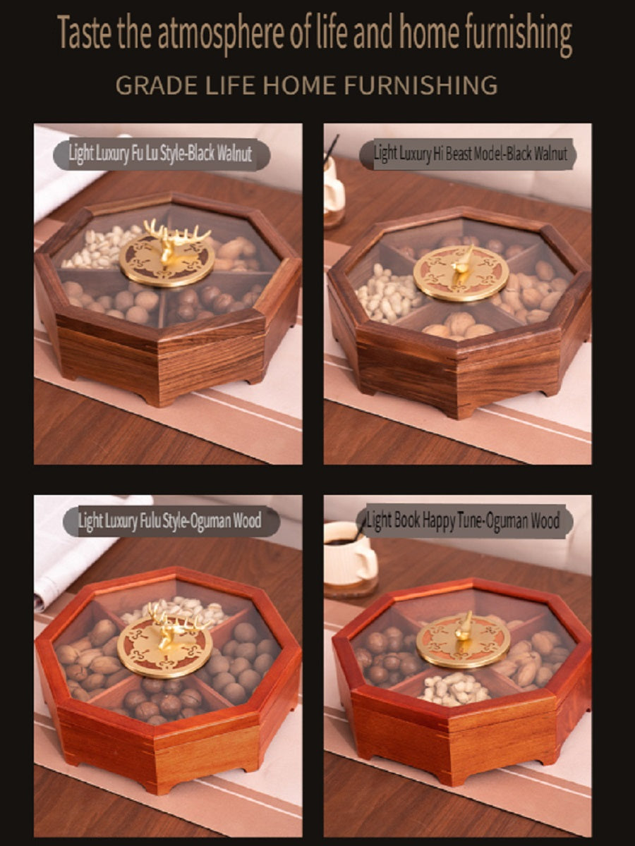 MYZD Black Walnut/Okoume Chinese Style Octagonal Dried Fruit Box