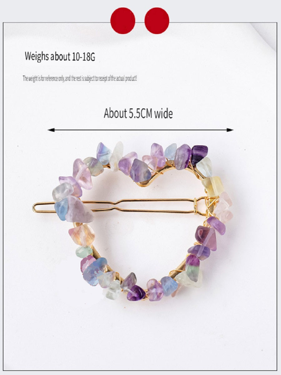 RYS Natural crystal gravel love hairpin, handmade diy winding one-word clip hair accessories