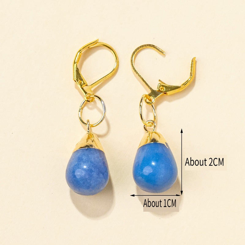 RYS Natural crystal jade rough stone drop earrings, French earrings