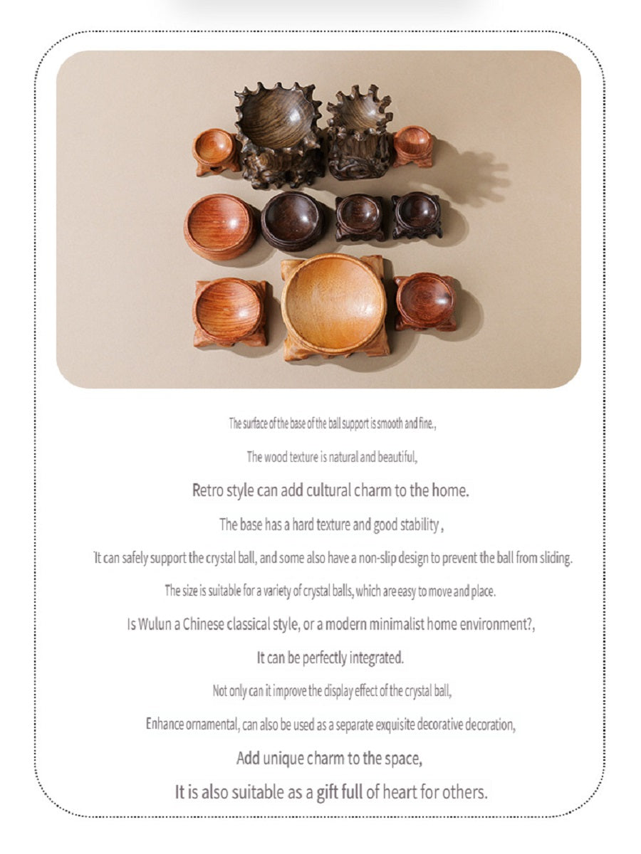 RYS Wooden root carved crystal ball base, home decoration