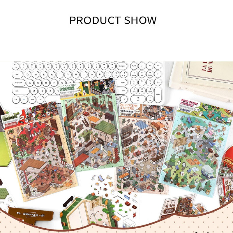 RetroStory Infeel.Me 2.5D background decoration stickers, diy landscaping stickers