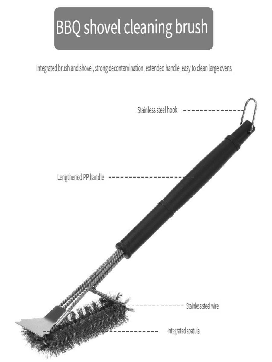 FaSoLa Household stainless steel barbecue grill grid cleaning brush, lengthened PP handle