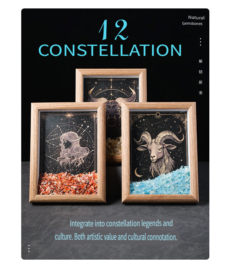RYS Natural crystal gravel Twelve Constellations Photo frame decoration, crystal DIY hanging Artist Home Desktop Decoration