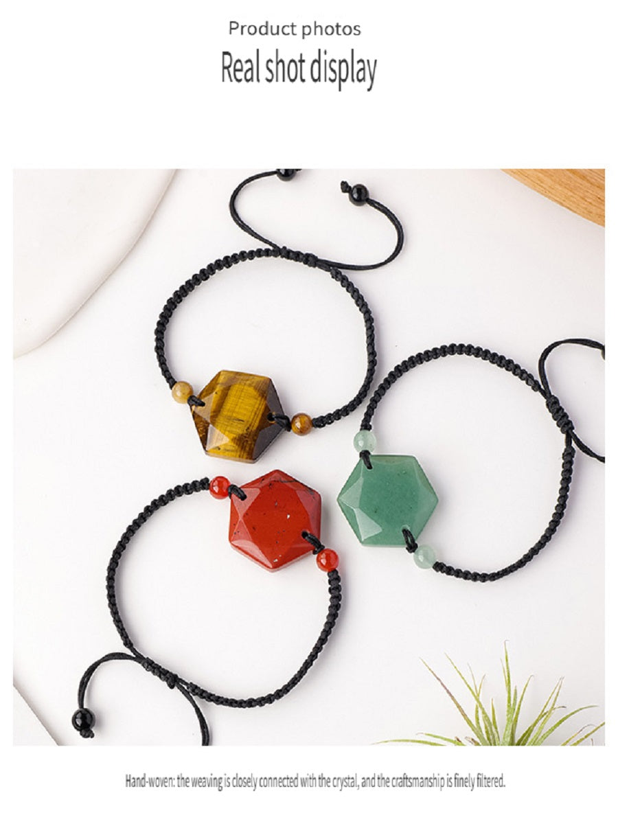 RYS Natural crystal rough stone hand-woven six-pointed star bracelet