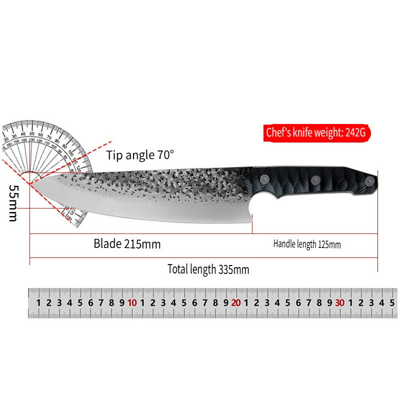 HFD Hand-forged hammered chef's knife, molybdenum vanadium steel handle fiber material, home use