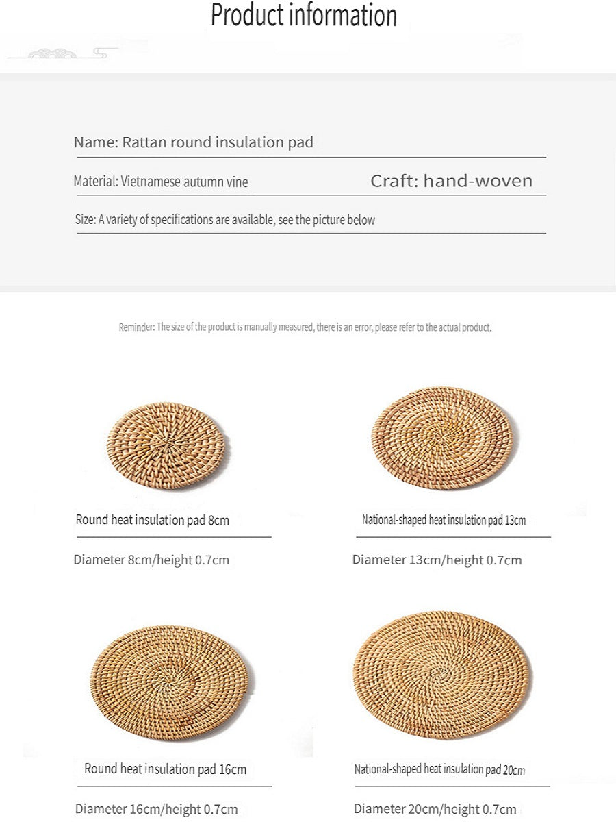 BGS Vietnamese autumn rattan hand-woven coasters, insulation pads, diameter 8-18cm