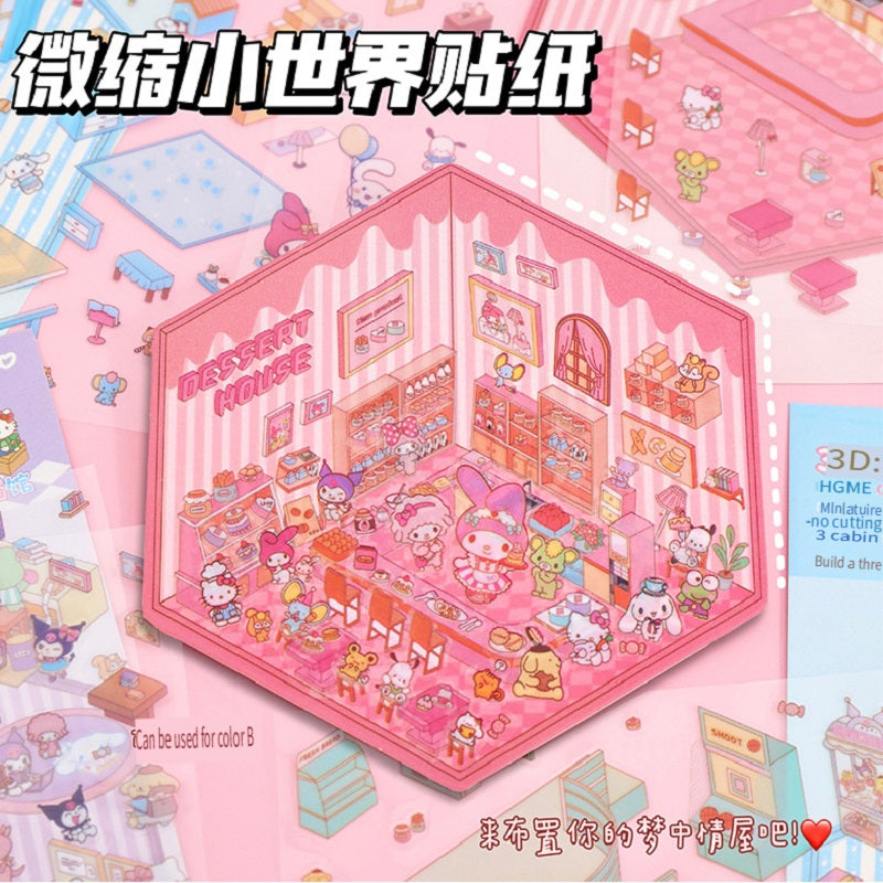 ERANC Three-dimensional cartoon  miniature scene stickers, collage landscaping stickers, hand account materials, diy stickers