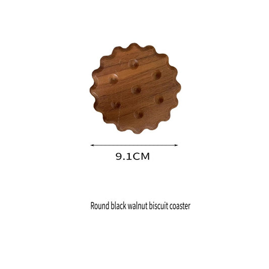 XMT Creative biscuit solid wood coaster, black walnut/beech, 2 pieces