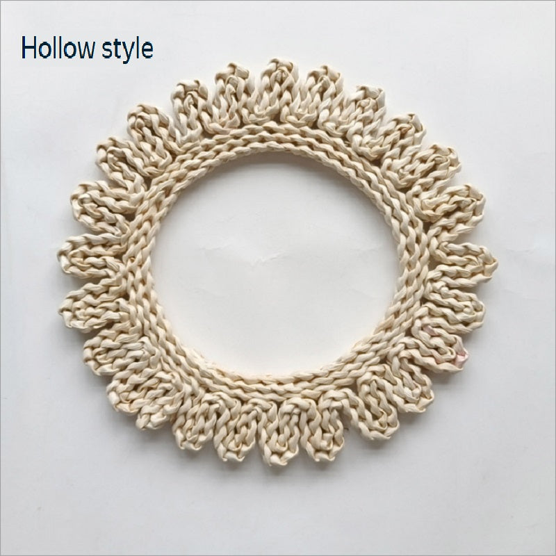 BGS corn fur woven placemat, creative flower-shaped woven heat insulation pad, diameter 9.8/11.8/13/15 inches, 9 styles