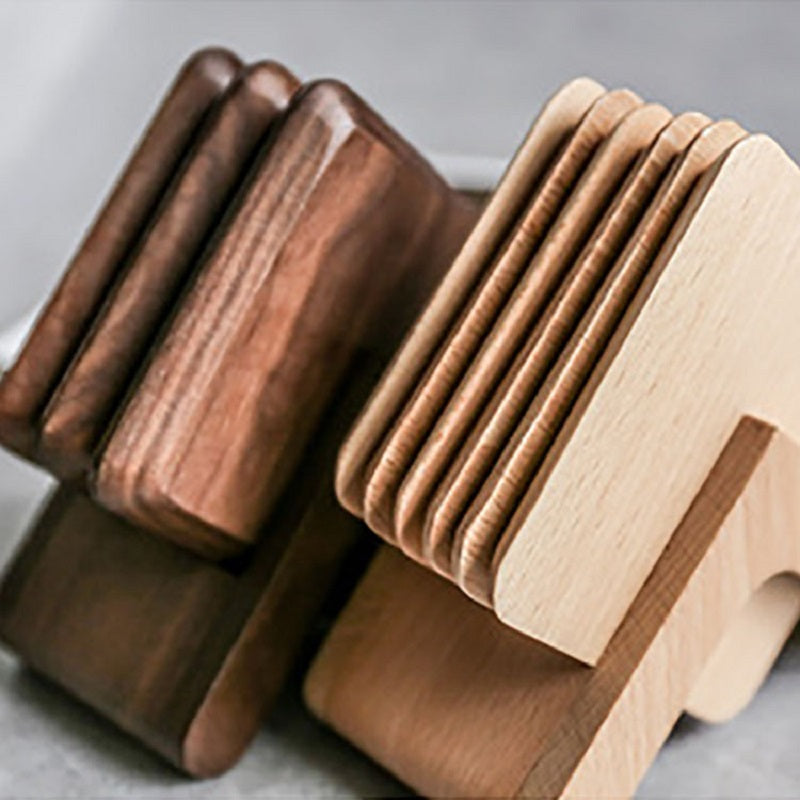 XMT Square black walnut, beech solid wood teacup cushion, 4-piece set with tripod