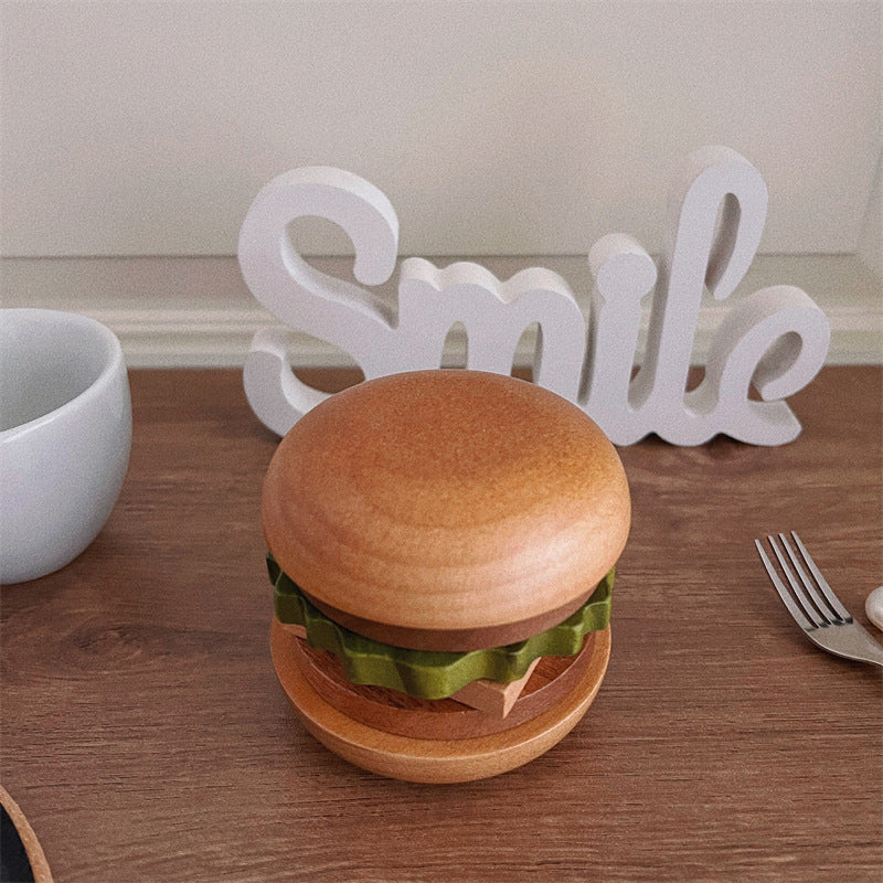 MYZD Creative and fun solid wood hamburger coaster, multi-function home furnishing decorate