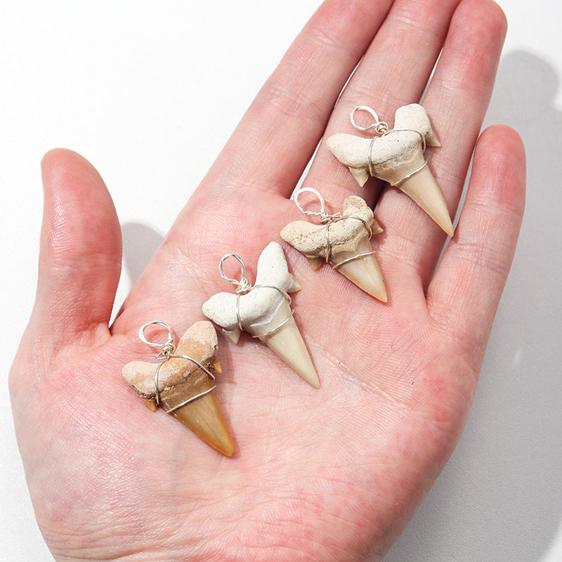 APENG Handmade silver silk pendant with Moroccan shark tooth