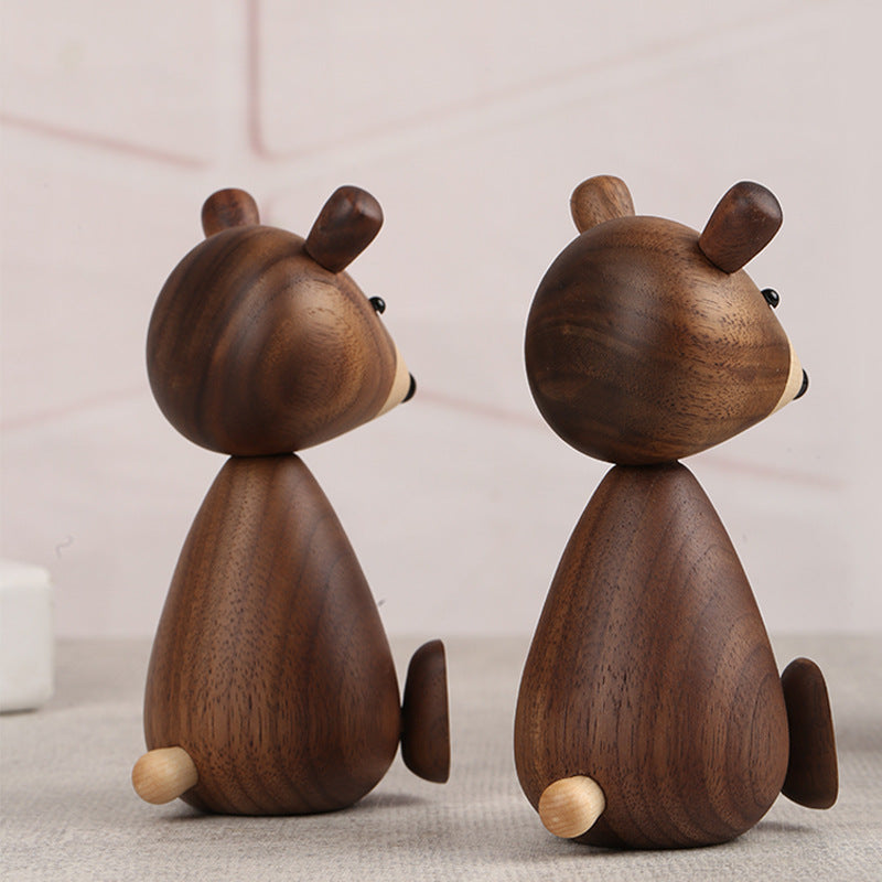 VKXK Danish style black walnut black bear ornaments, home decoration, handmade
