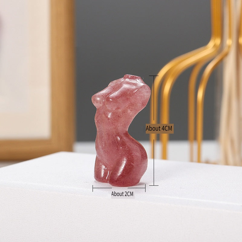 RYS Mini female model torso carved with natural crystal gems handicraft ornaments
