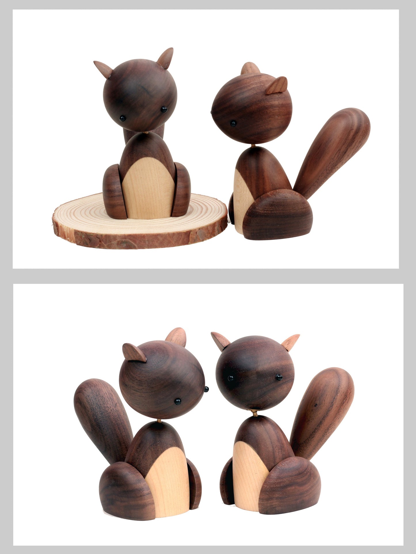 VKXK Nordic Danish black walnut big tail squirrel ornaments, handmade