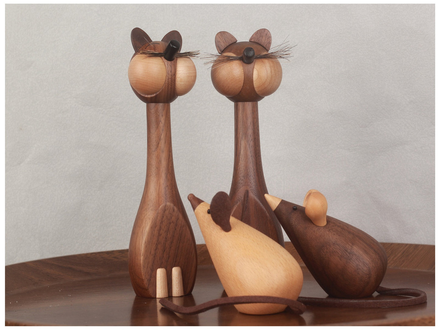 VKXK Nordic home solid wood cat and mouse, ornaments, study decorations, gifts