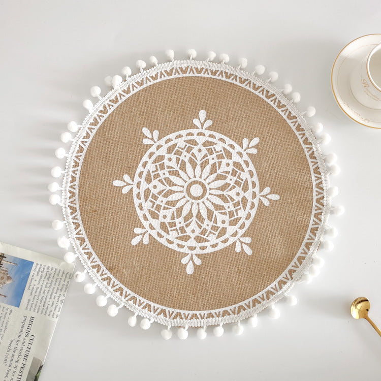 BGS Nordic jute hand-woven placemat, insulation pad, bottom coating, various styles, diameter 38/40cm