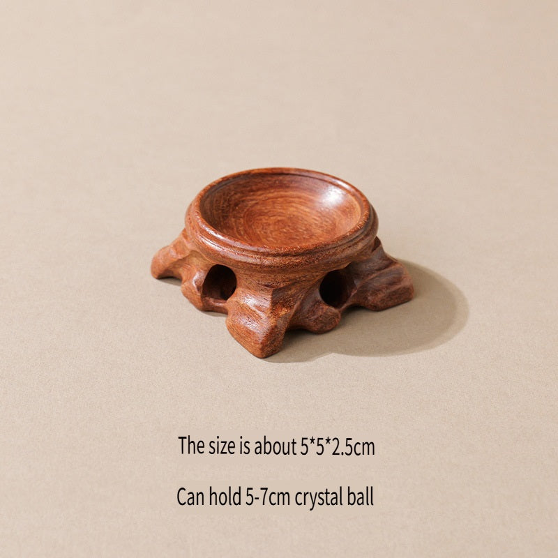 RYS Wooden root carved crystal ball base, home decoration