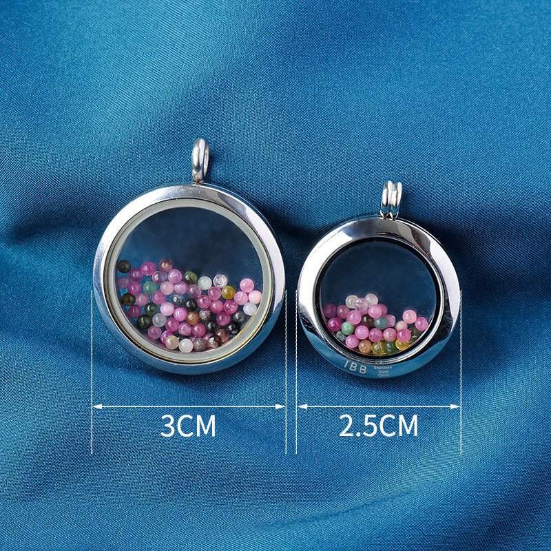 APENG Natural crystal tourmaline Gawu box pendant, personalized ethnic style, the box can be opened, titanium steel pendant necklace