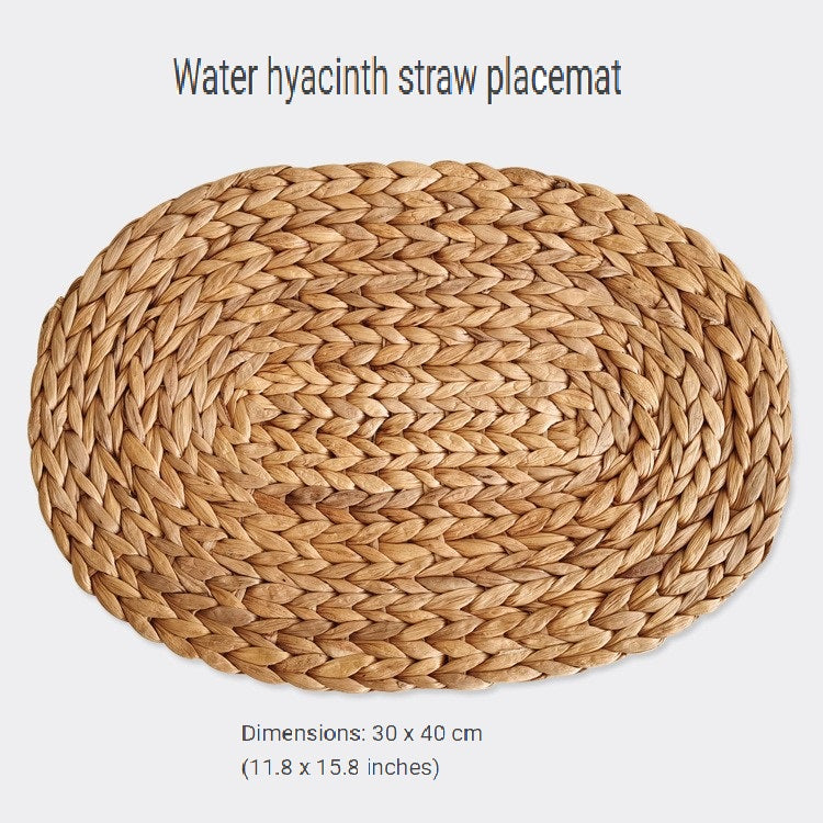 BGS Handmade Water Hyacinthus Grass Woven Placemats, Anti-scalding and Insulated Pot Mats, Round, Rectangular, Oval, Diameter 10-38cm (3.94-15 inches)