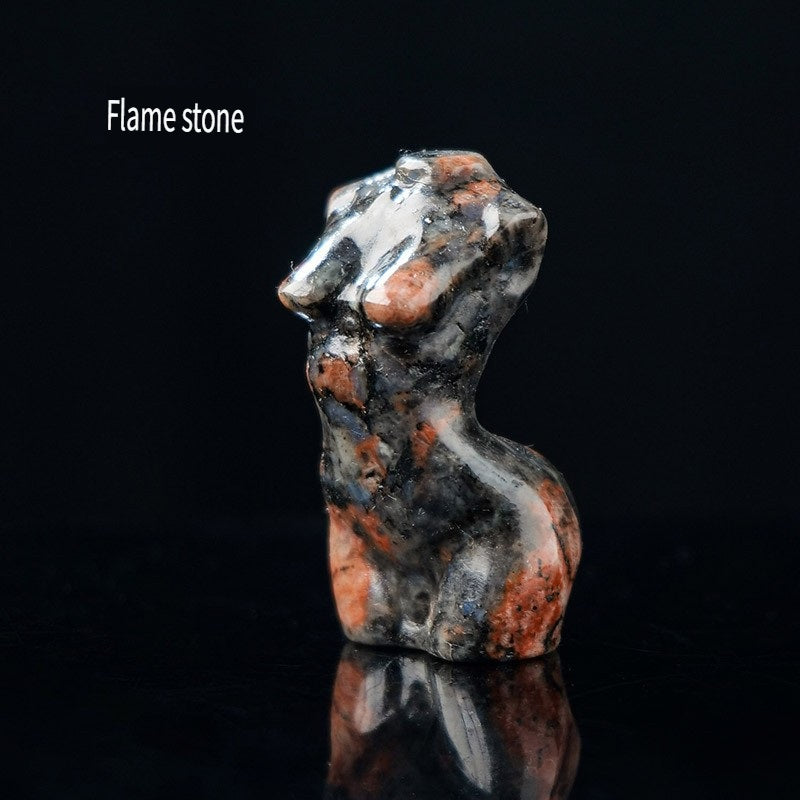 RYS Mini female model torso carved with natural crystal gems handicraft ornaments