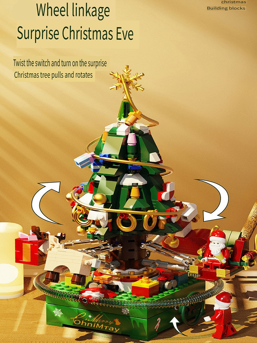 Sembo Crystal Christmas tree with light and music box, handmade toys made of small particles, Christmas toys made of building blocks, gifts