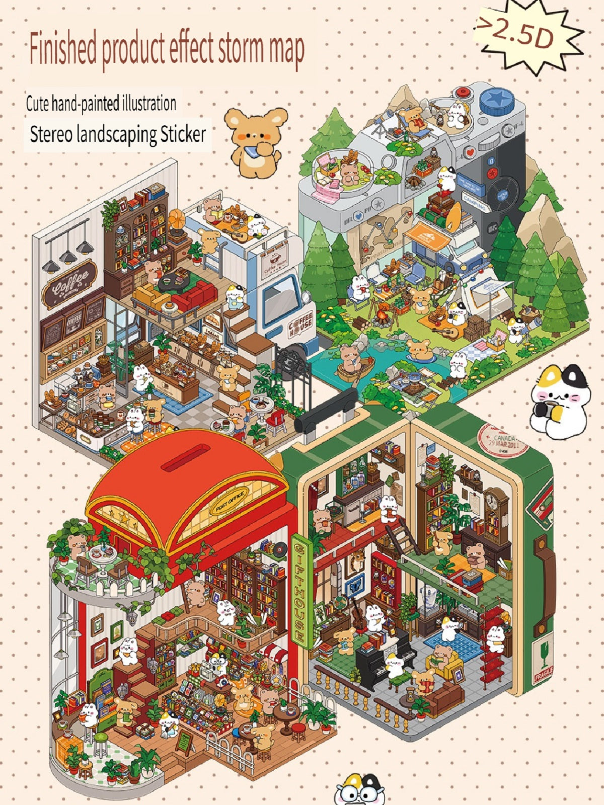 RetroStory Infeel.Me 2.5D background decoration stickers, diy landscaping stickers