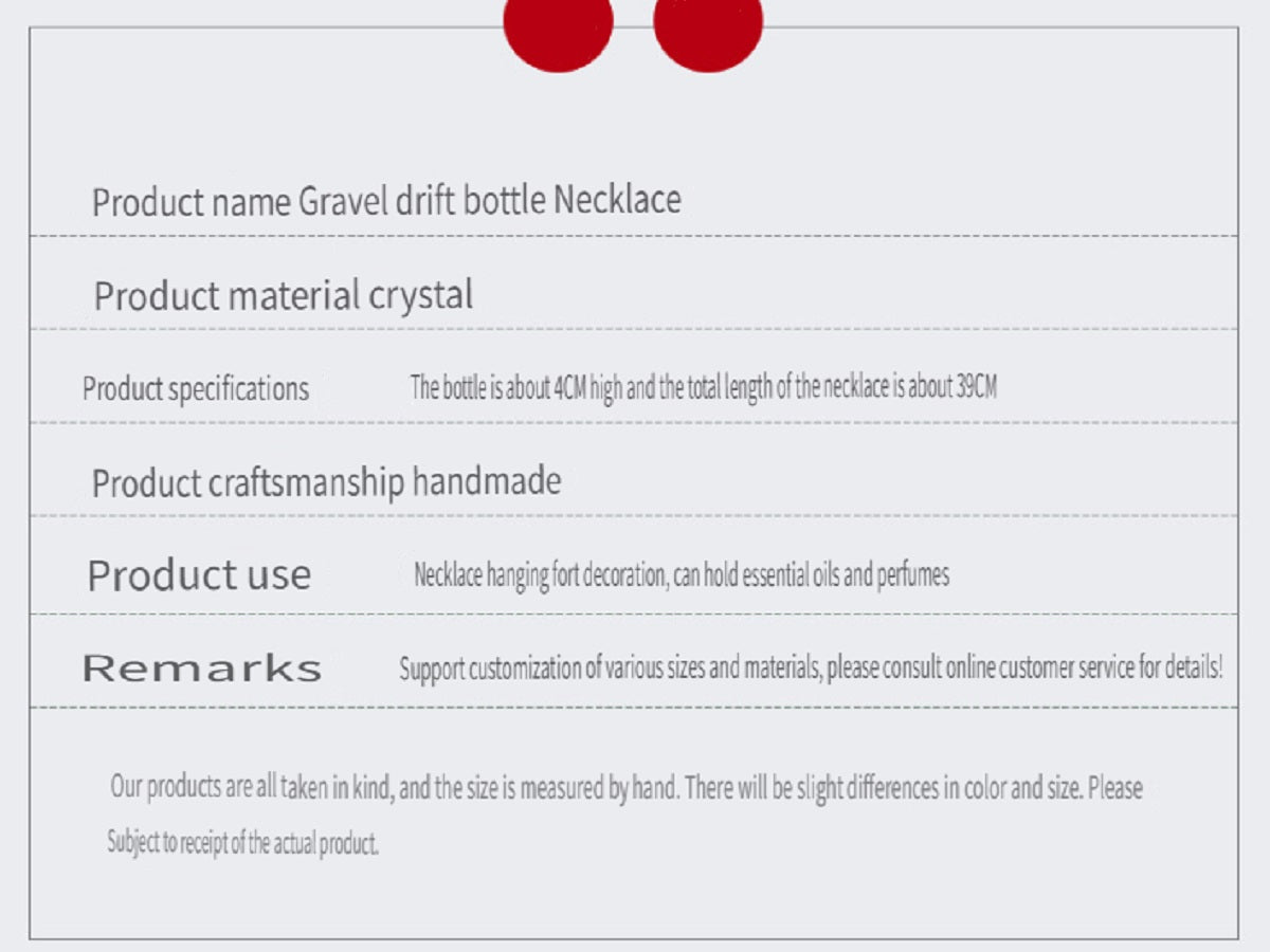 RYS Natural crystal gemstone gravel aromatherapy essential oil bottle pendant, wishing bottle necklace