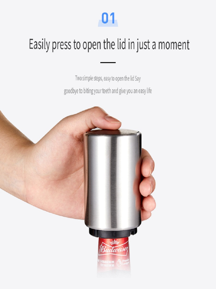 HGD Push-type stainless steel beer bottle opener with magnet adsorption