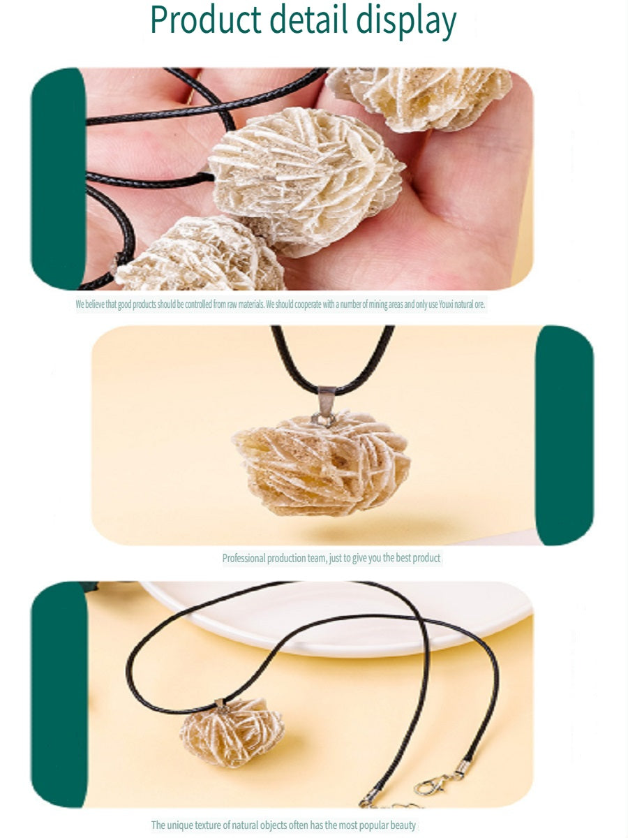 APENG Natural ore Moroccan desert rose stone pendant, ore specimen necklace