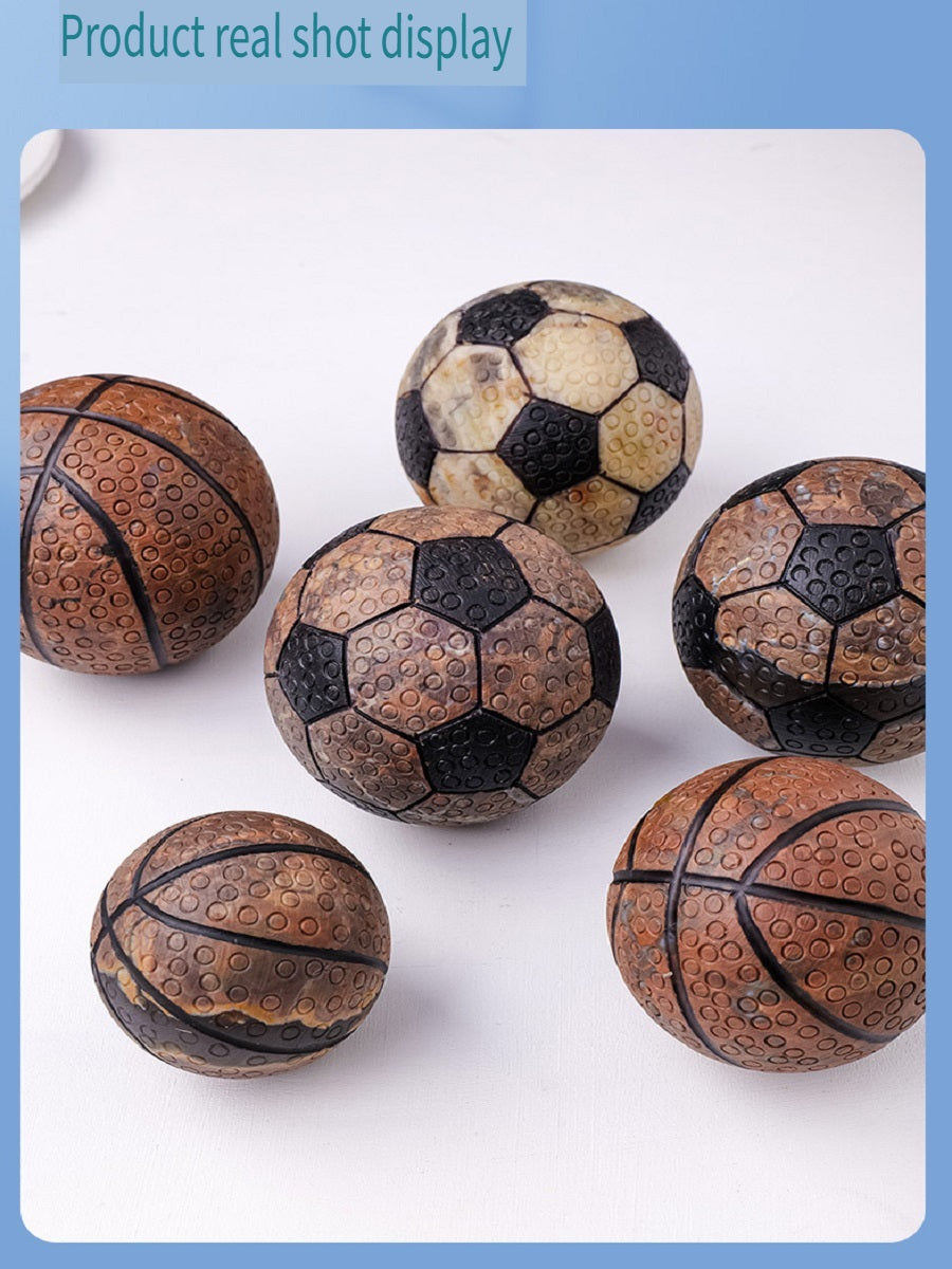 منحوتات كرة القدم وكرة السلة من العقيق الطبيعي، وتلميع الأحجار الخام، ونماذج الكرات اليدوية، وديكورات سطح المكتب