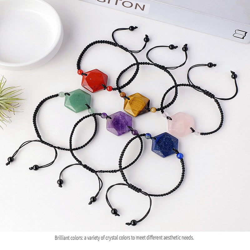 RYS Natural crystal rough stone hand-woven six-pointed star bracelet