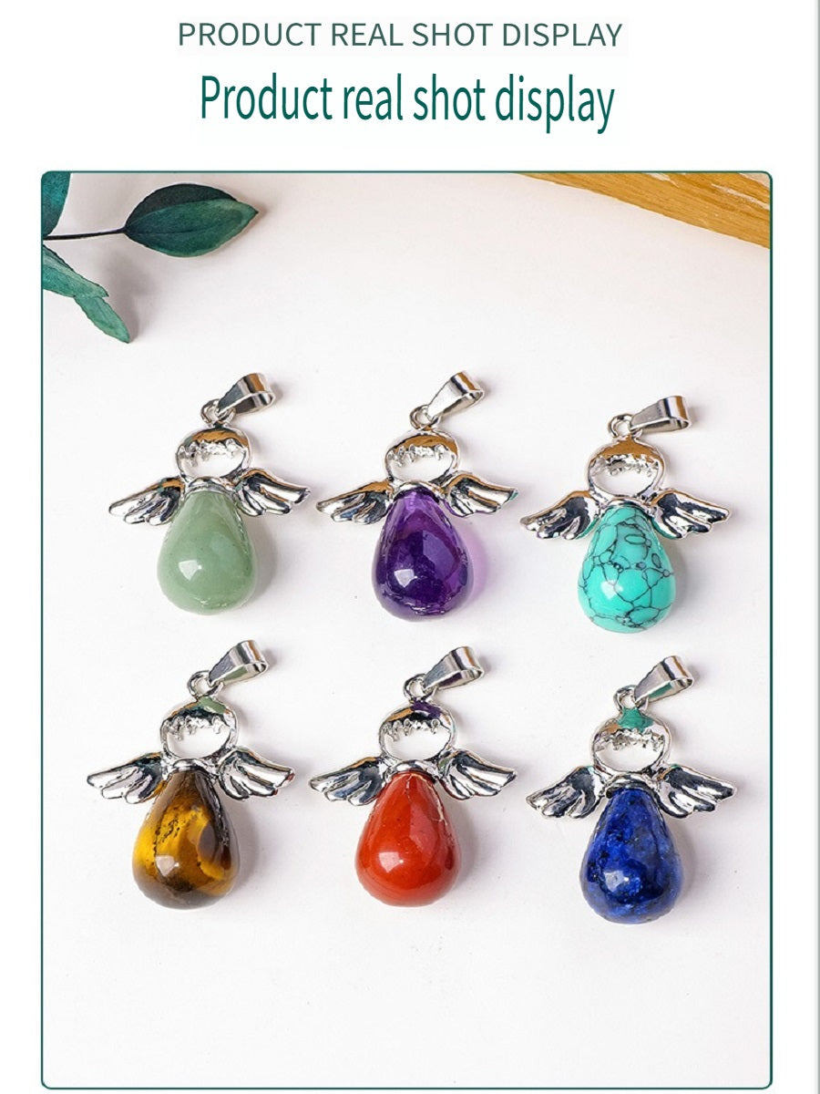 APENG Natural crystal gemstone drop angel Pendant