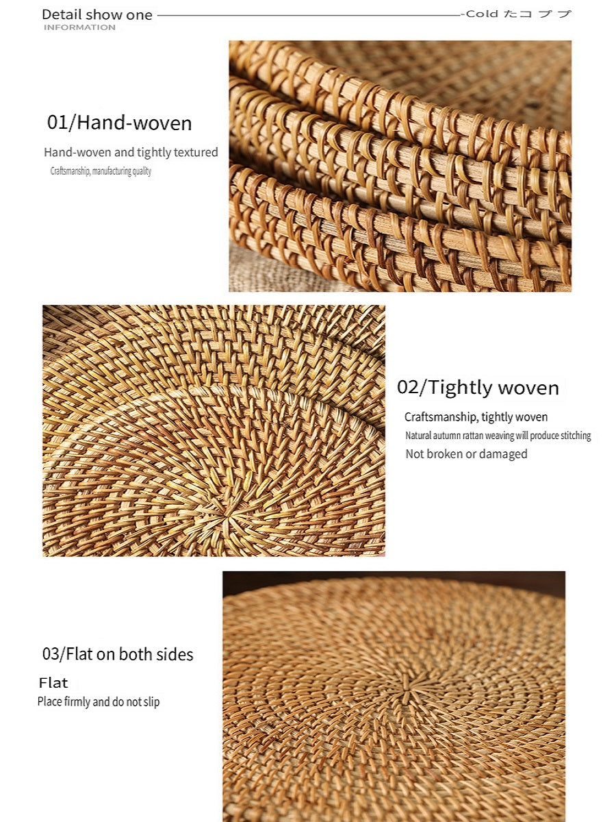 BGS Vietnamese autumn rattan hand-woven coasters, insulation pads, diameter 8-18cm