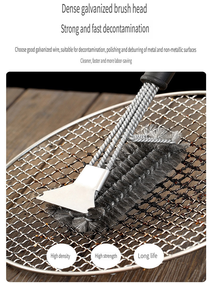 FaSoLa Household stainless steel barbecue grill grid cleaning brush, lengthened PP handle