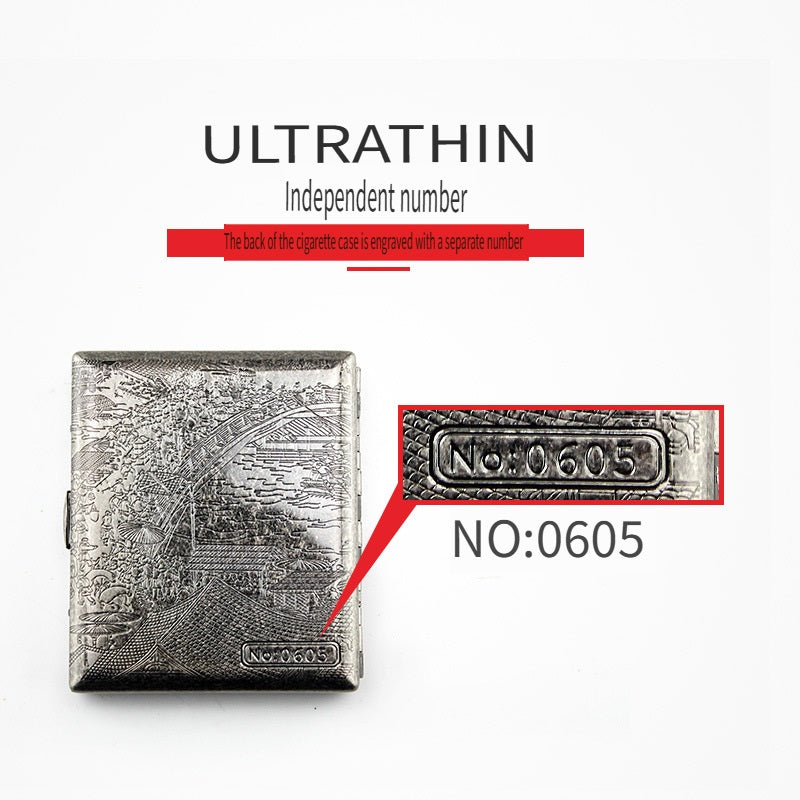 IMCO Austrian IMCO brass ultra-thin cigarette case, pack of 20, creative 6-sided engraving, gift collection