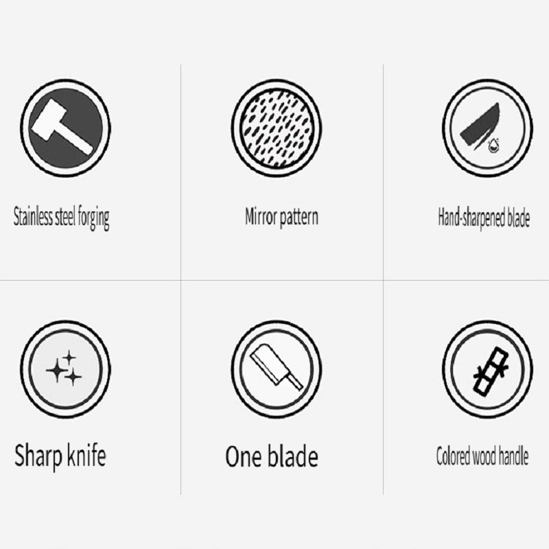 HFD Chef's special chopping and cutting knife, suitable for meat, poultry, vegetables, fruits, etc., wooden handle，forged, two-knife set