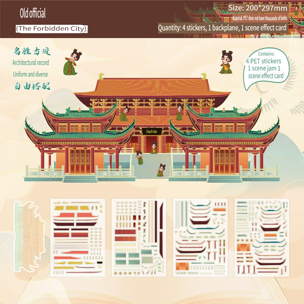 RetroStory Cartoon 3d three-dimensional large-size scene stickers, diy children's handmade decoration creative hand account landscaping stickers