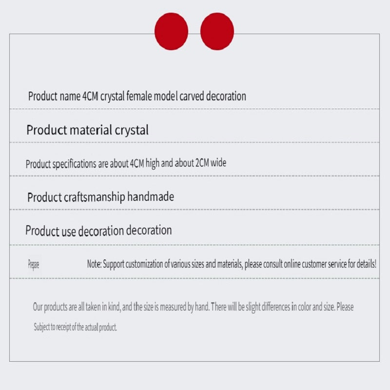 RYS Mini female model torso carved with natural crystal gems handicraft ornaments