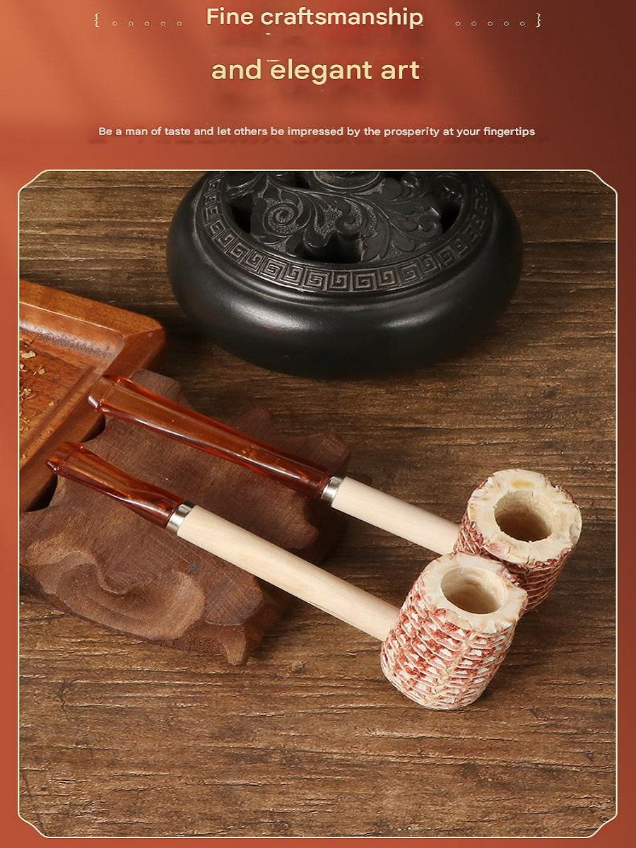 DHYJ Natural disposable corncob pipes, suitable for beginners to practice or entertain guests, 6 per pack
