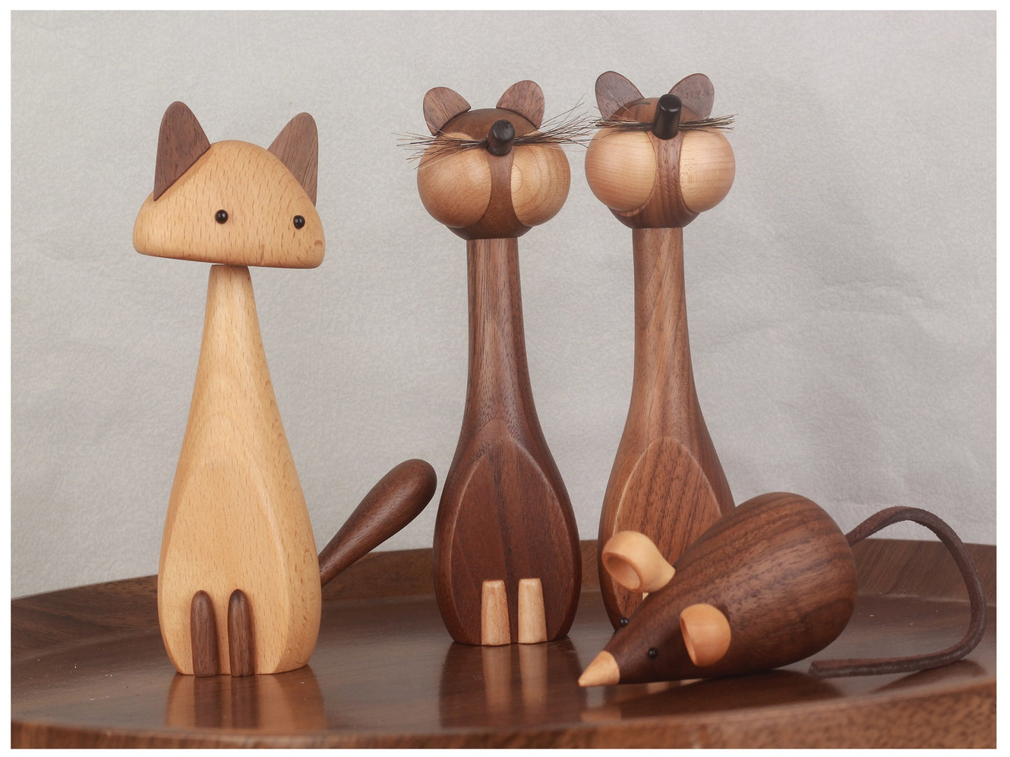 VKXK Nordic home solid wood cat and mouse, ornaments, study decorations, gifts