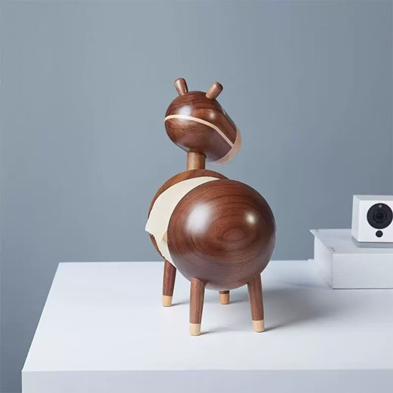 MSMY Creative cartoon donkey napkin holder made of solid wood