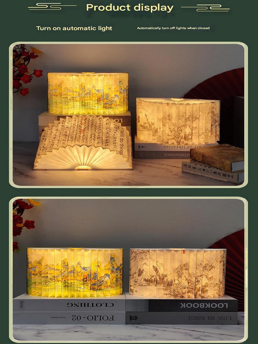 OBB OBB LED Folding Book Light with Bluetooth Speaker, Rechargeable Battery, Voice Control, Phone Control, Timer Function, Medium Size, Gift