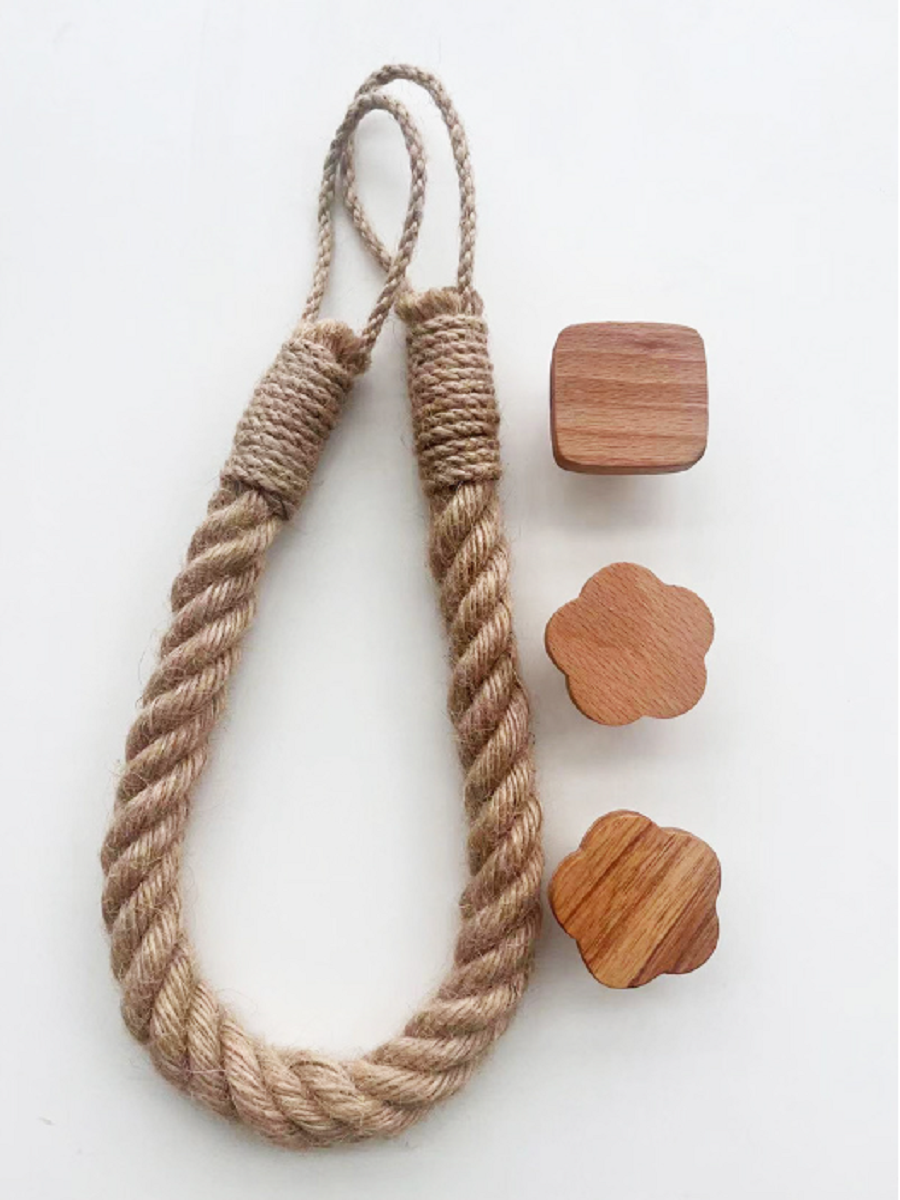 XMT Paper Roll Holder Made of Beech and Hemp Rope, Two Ways of Installation