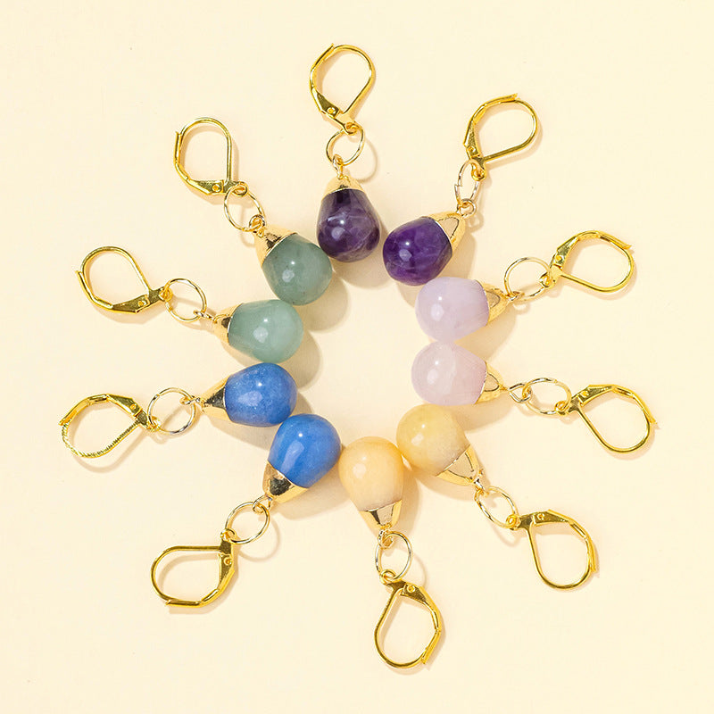 RYS Natural crystal jade rough stone drop earrings, French earrings